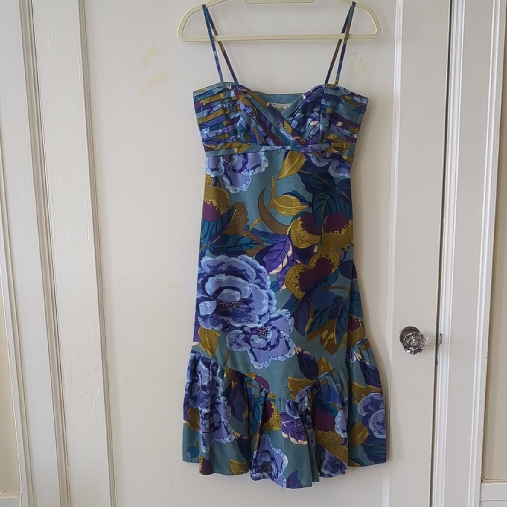 Deletta Blue and White Spaghetti Strap Sundress